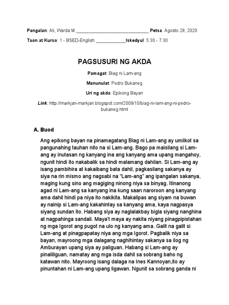 Pagsusuri MK Format | PDF