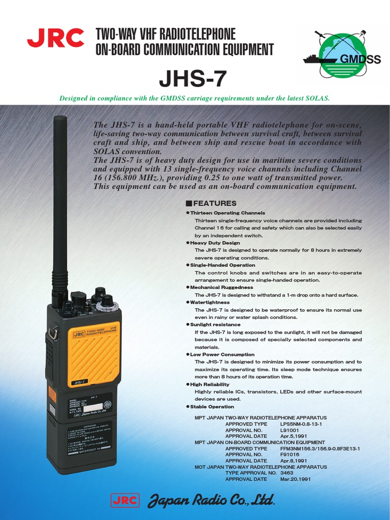 JHS-7 VHF Radiotelephone Overview | PDF | Sound Production