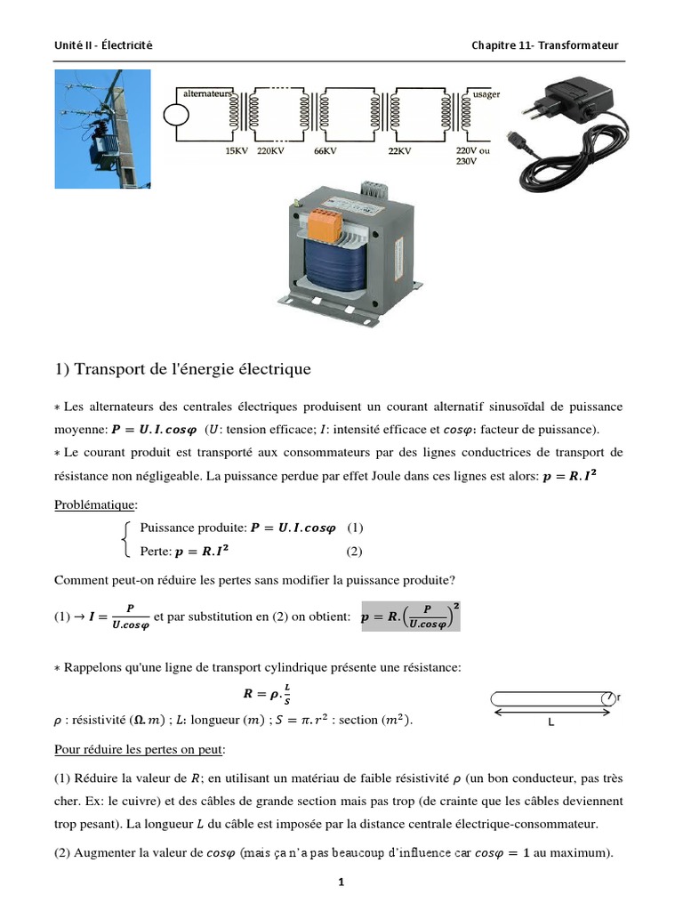 Rapport de transformation d'un transformateur PDF Transformateur — free download