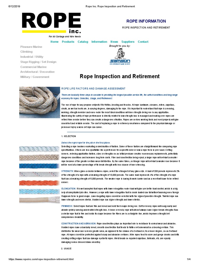 Rope Inc. Rope Inspection and Retirement Download Free PDF Rope Knot