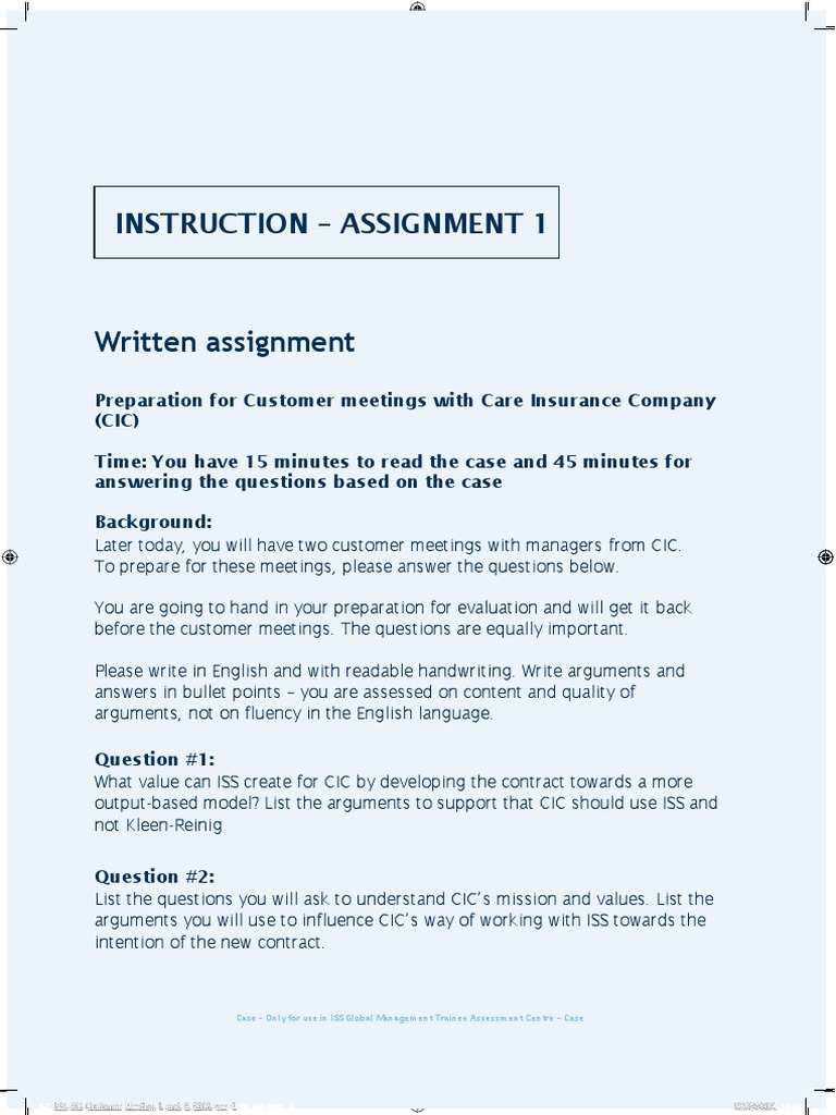 ISS Trainee Case: CIC Meeting Prep Guide | PDF | Career & Growth ...