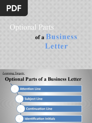 Optional Parts of a Business Letter
