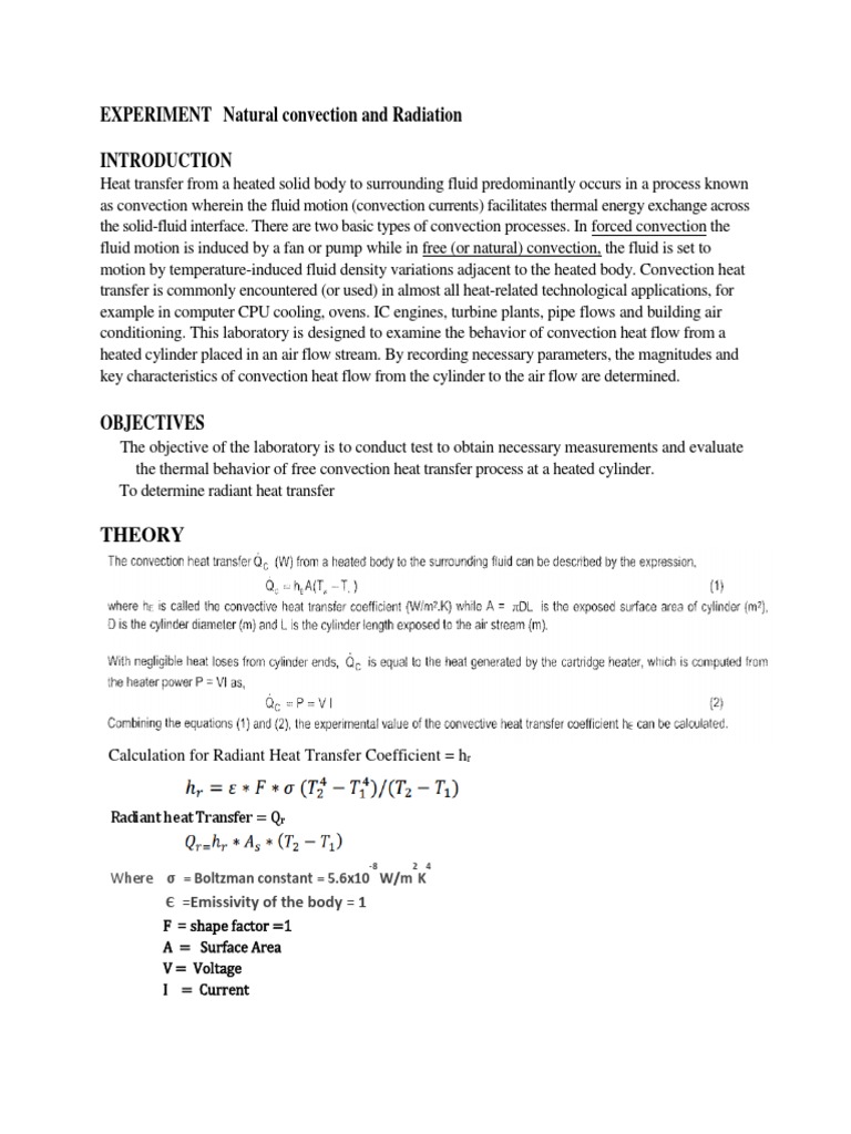 Natural Convection & Radiation Experiment | PDF | Heat Transfer ...