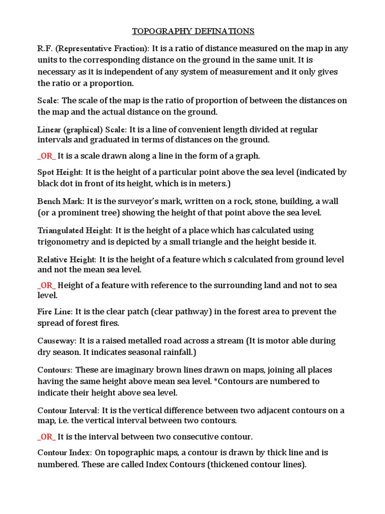 Key Terms in ICSE Topography | PDF | Contour Line | Desert