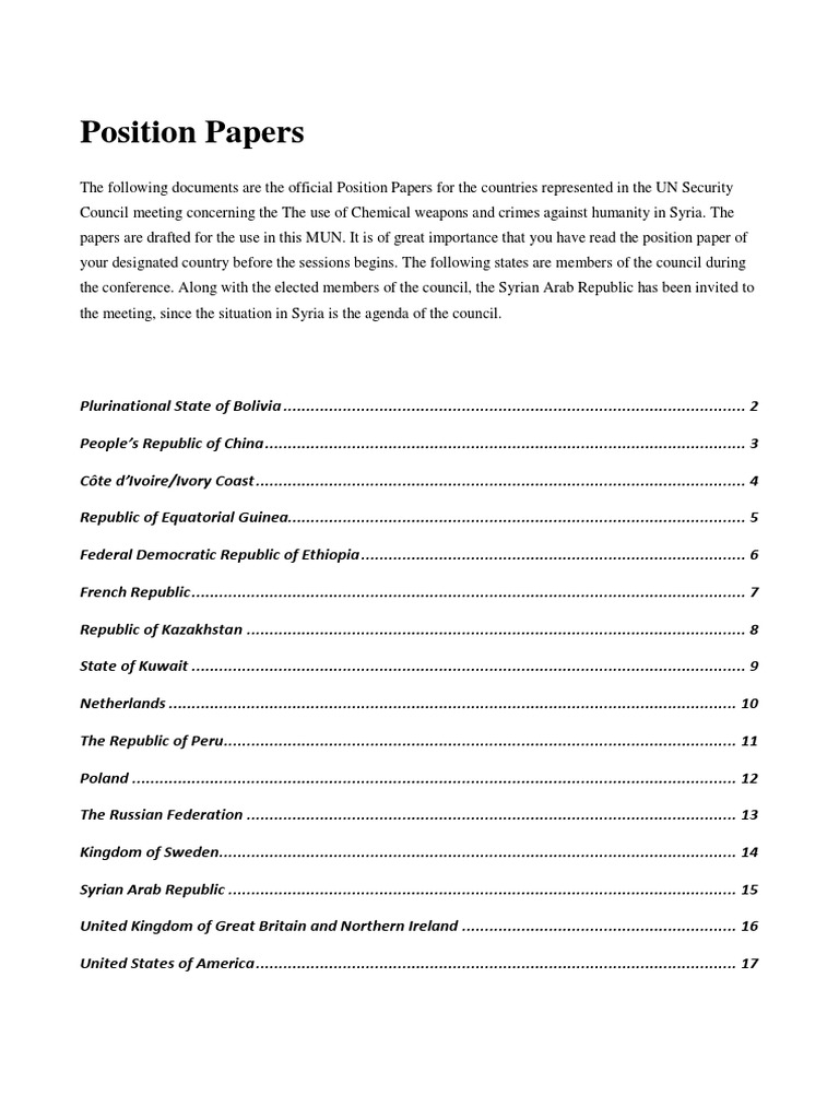 Atu Mun Position Papers-2 | PDF | Syrian Civil War | United Nations ...