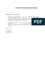 NOC Letter Format For Department Change: To Whomsoever It May Concern