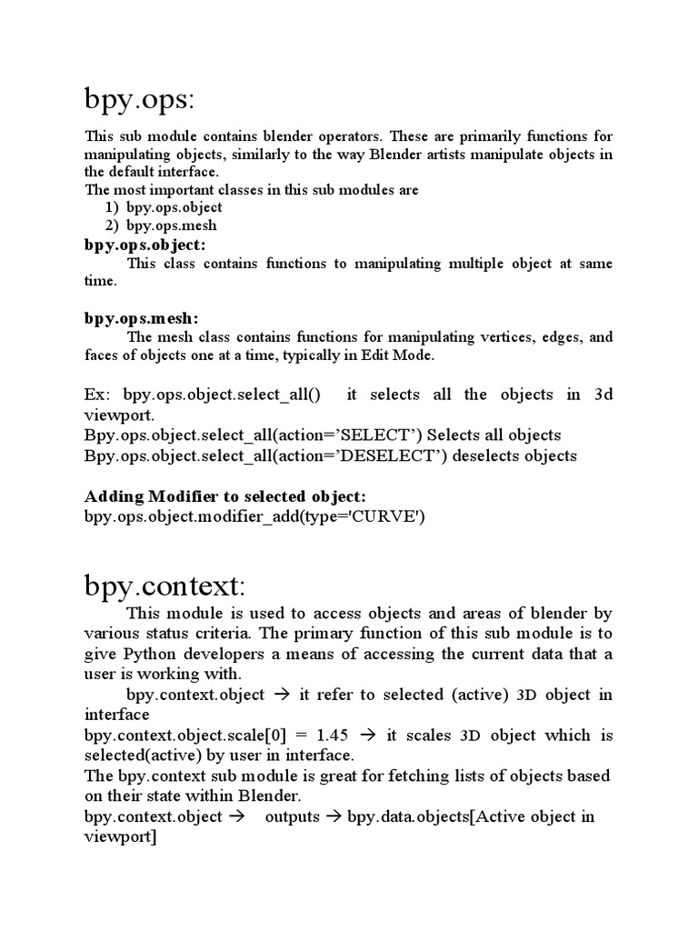 BPY Module | PDF | 3 D Computer Graphics | Cartesian Coordinate System