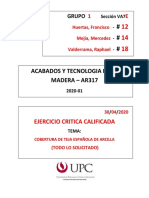 Acabados Y Tecnologia de La Madera - Ar317: Ejercicio Critica Calificada