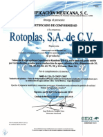 ROTOPLAS certificado de producto 2018CP-2572-2018