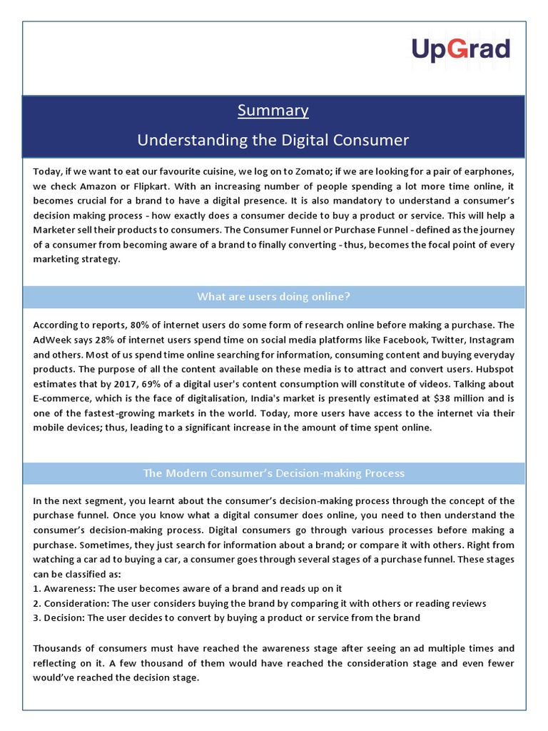 Understanding Digital Consumer - Summary PDF | PDF | Marketing ...