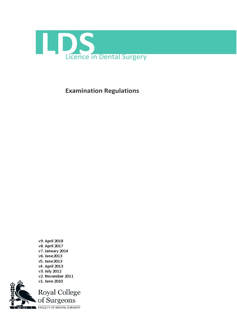 LDS Exam Regulations 2018 PDF Dentistry Test (Assessment)