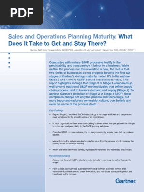 Gartner S Op Maturity Pdf Pdf Inventory Supply Chain