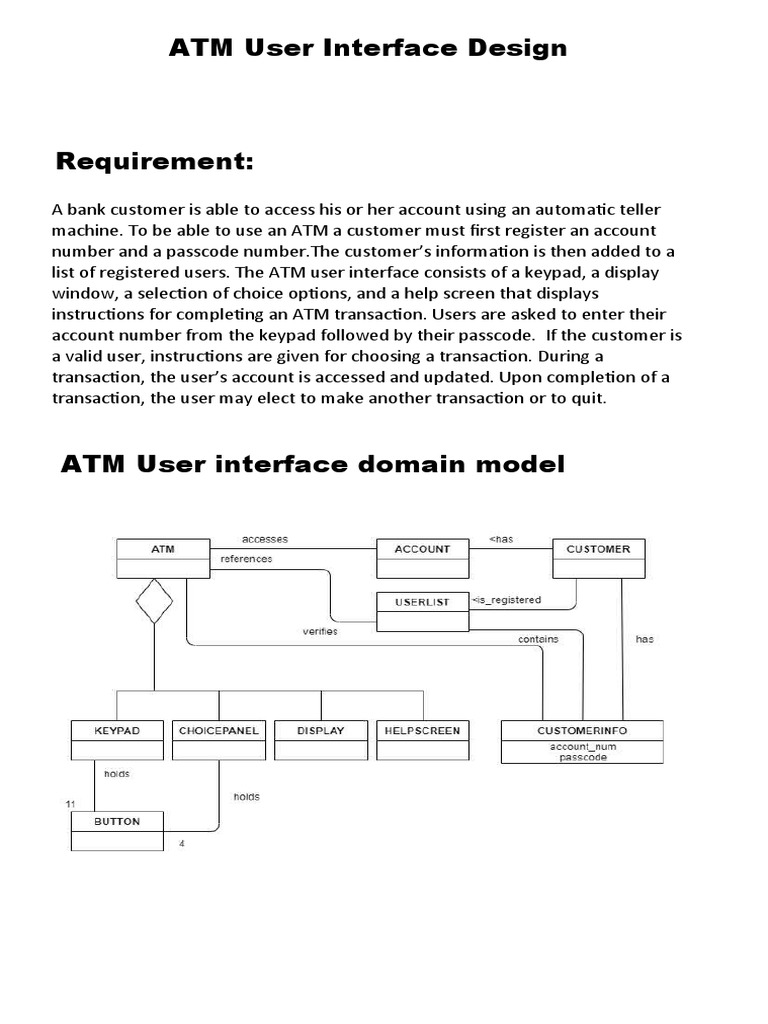 ATM User Interface Design Overview | PDF