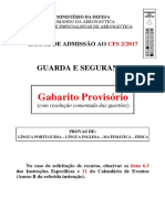 Gabarito provisório de provas de português, inglês, matemática e física do Exame de Admissão ao CFS 2/2017