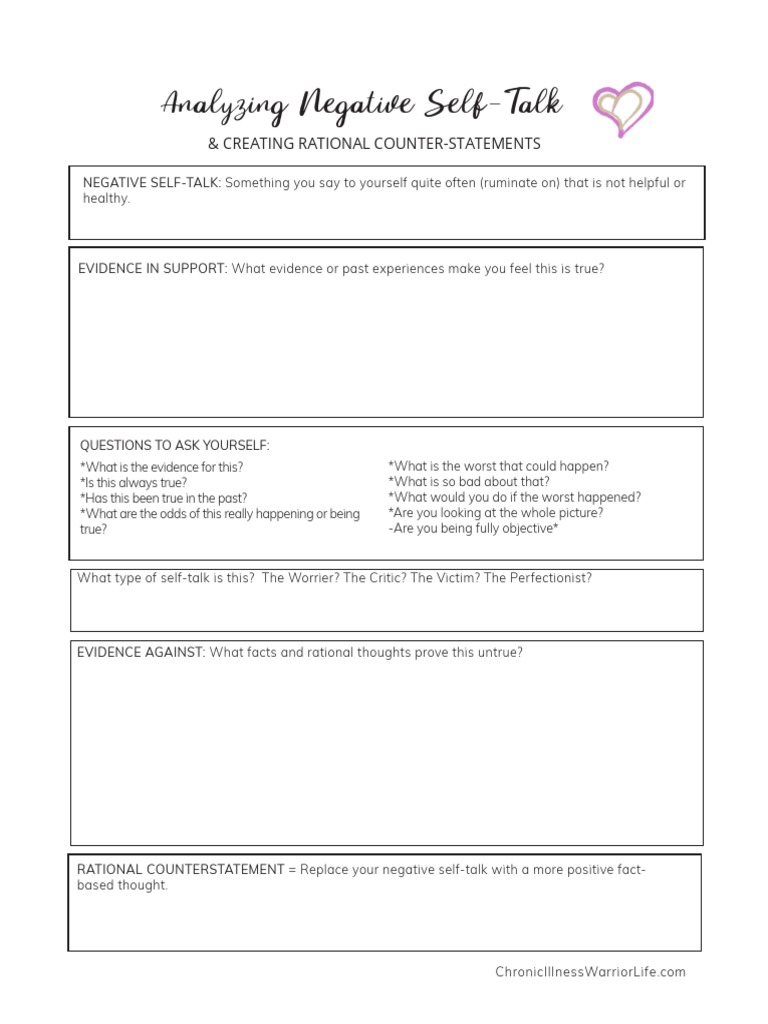 Analyzing Negative Self-Talk: & Creating Rational Counter-Statements | PDF