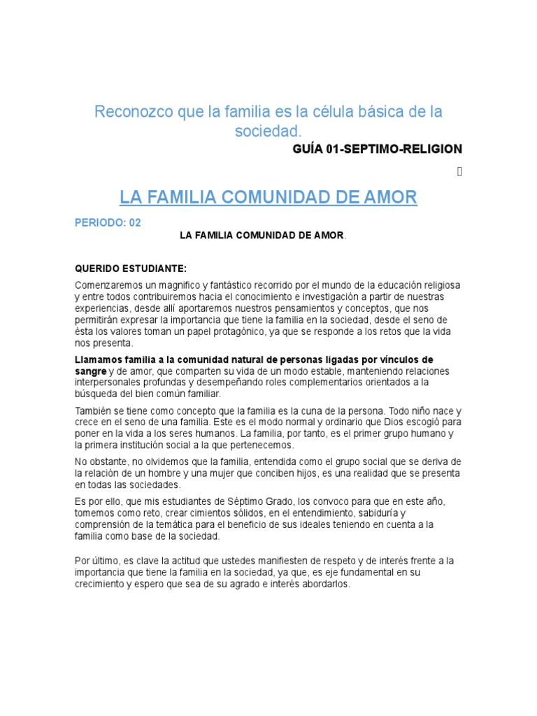 La Familia: Comunidad de Amor y Valores | PDF | Familia | Amor