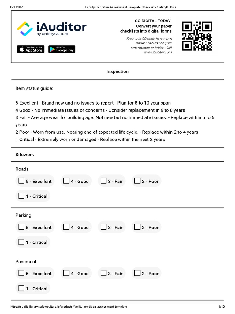 Facility Condition Assessment Checklist | PDF | Plumbing | Elevator