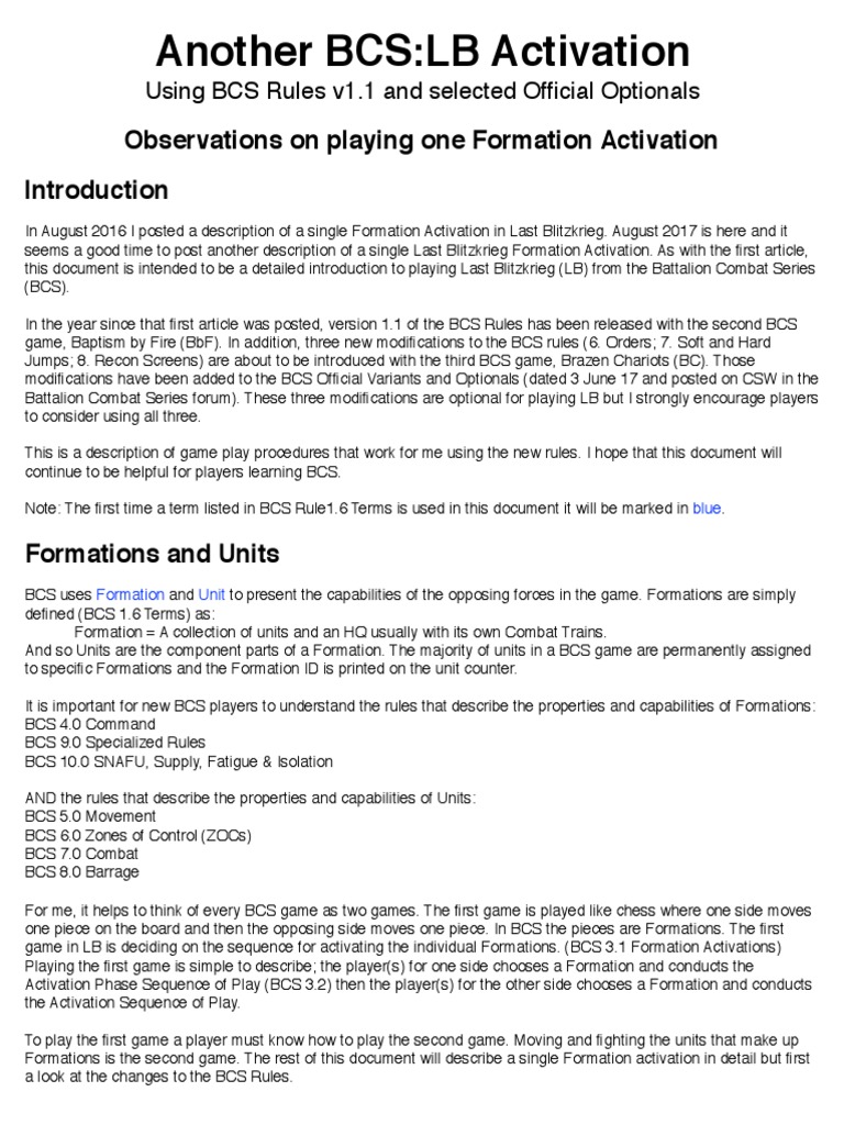 BCS:LB Formation Activation Guide | PDF | Reconnaissance | Warfare