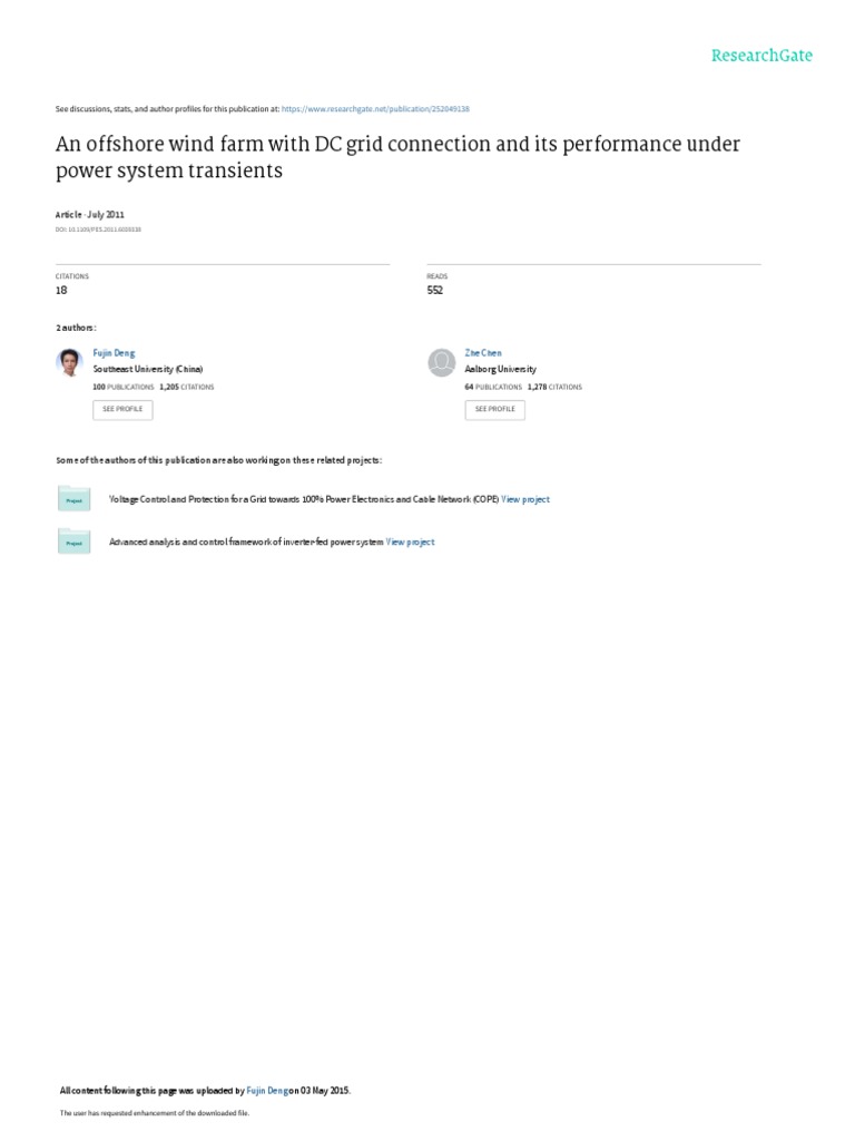 An Offshore Wind Farm With DC Grid Connection and Its Performance Under ...