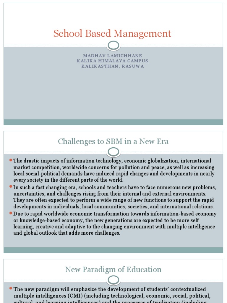 Challanges of SBM in New Era | PDF | Teachers | Globalization