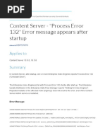 Content Server - Process Error 132 Error message appears after startup