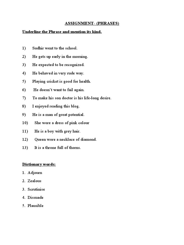ASSIGNMENT PHRASES Finalised | PDF