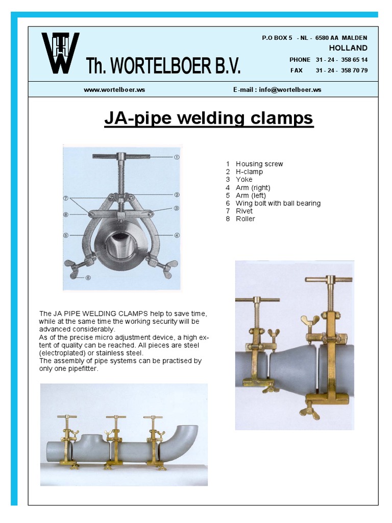 JA Pipe Welding Clamps Overview | PDF
