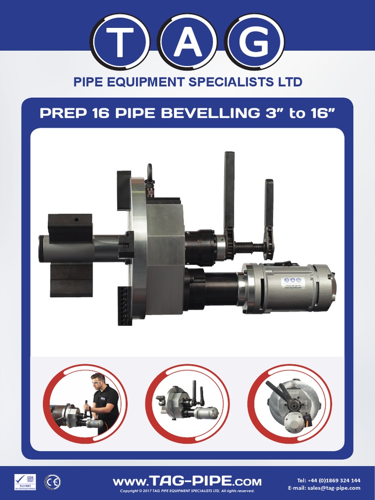 Prep 16 Pipe Bevelling 3" To 16" Pipe Equipment Specialists LTD