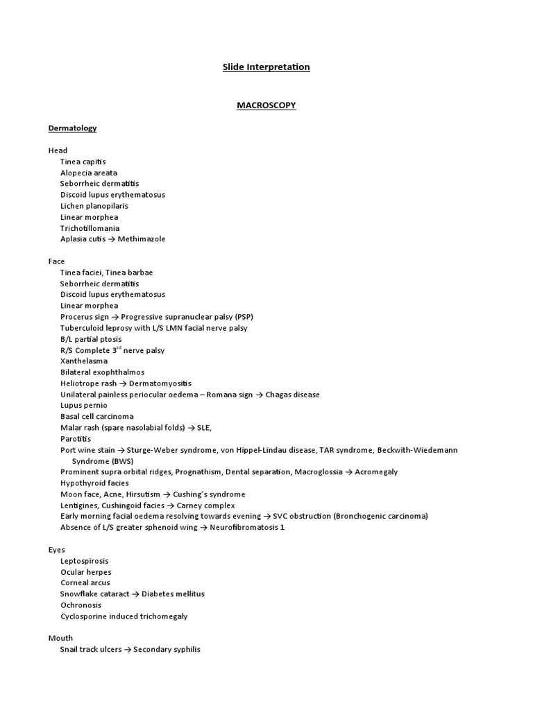 Dermatological Slide Interpretation Guide | PDF | Systemic Lupus ...