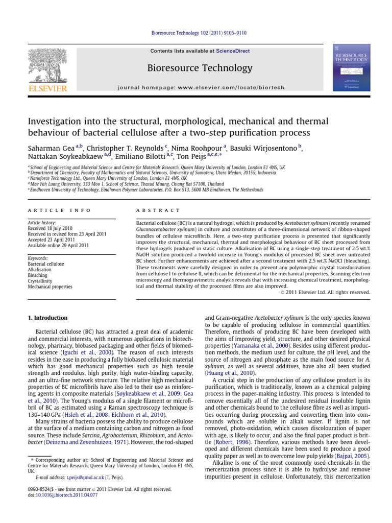 Bioresource Technology | PDF | Thermogravimetric Analysis | Physical ...