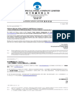 Xiwang Special Steel Company Limited: Notification Letter 通 知 信 函