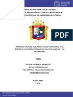 Seguridad y salud ocupacional en la construcción de la ampliación del PAD Jessica en Ajani S.A.C