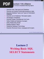 Lecture 1 at A Glance: Lecture No 2: Writing Basic SQL SELECT Statements