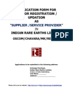 Application Form For Vendor Registration / Updation AS: "Supplier /service Provider"