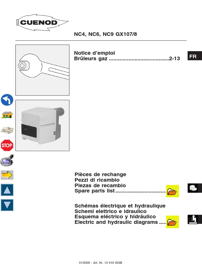 Notice technique brûleur Cuénod NC4 PDF Soupape Gaz naturel — free download