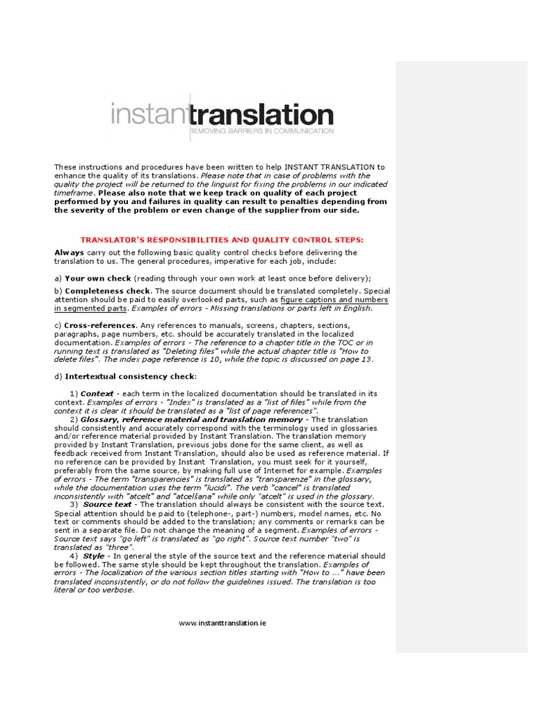 Translators Procedure PDF | PDF | Page Layout | Translations