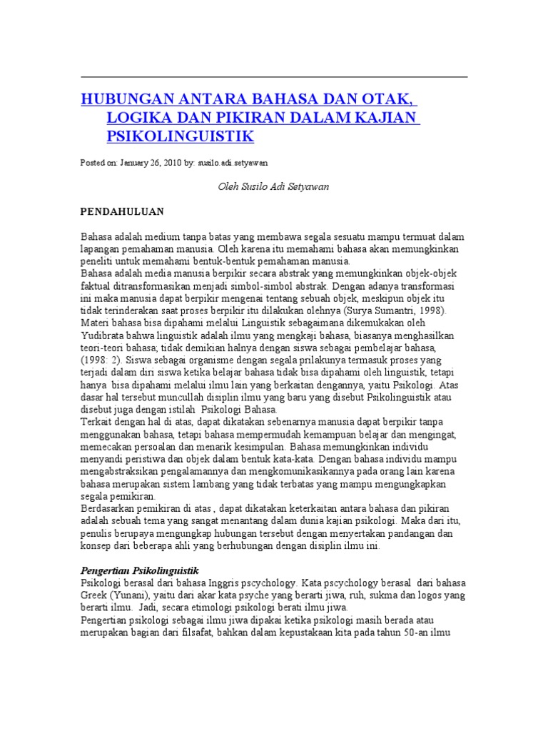Hubungan Antara Bahasa Dan Otak