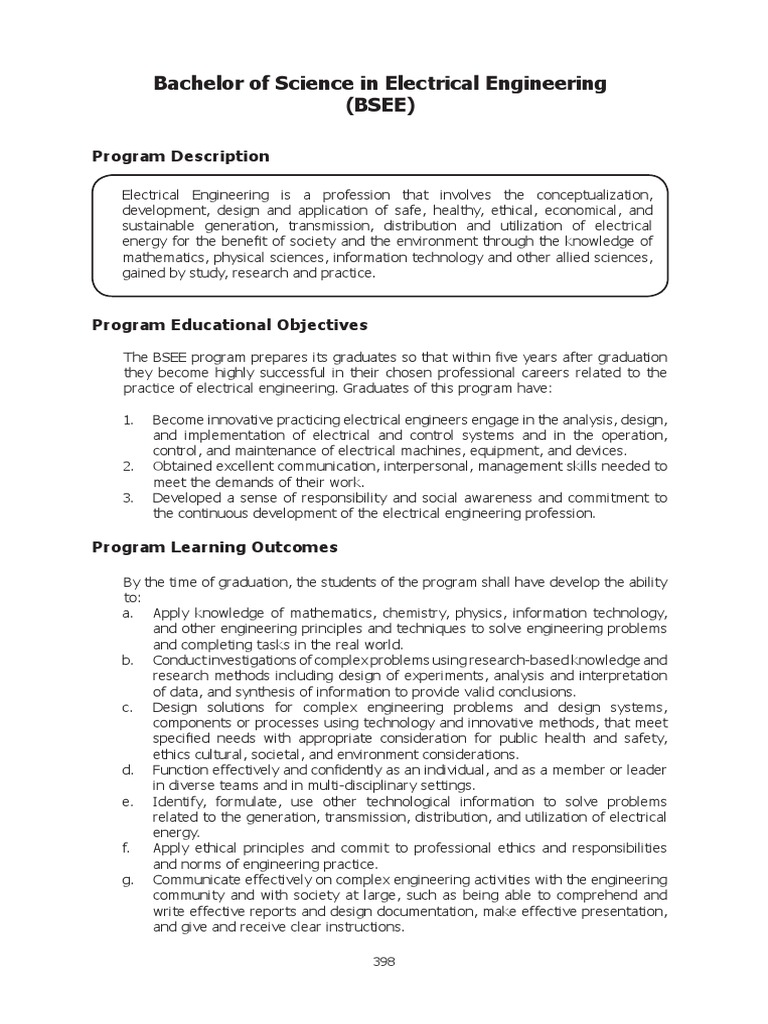 Electrical Engineering Program Overview | PDF | Engineering ...
