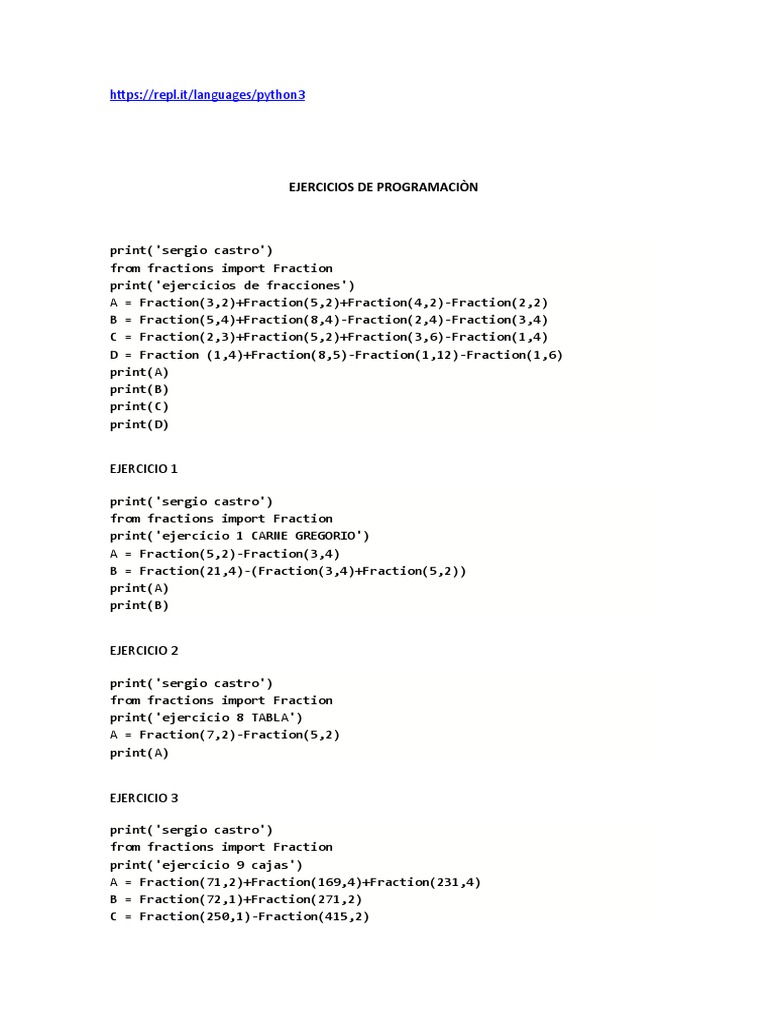 Ejercicios de Programación en Python | PDF