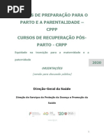 Orientações Para a Realização Dos Cursos de Preparação Para o Parto e Parentalidade e Cursos Para a Revisão Pós Parto - Versão Para Discussão Pública