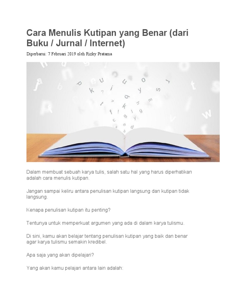 Cara Menulis Kutipan Yang Benar | PDF