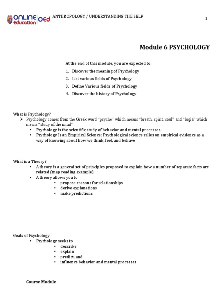 Lesson 4 Psychology Pdf Psychology Behavioural Sciences