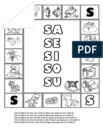 Aprende silabas iniciales SA SE SI SO SU y colorea figuras