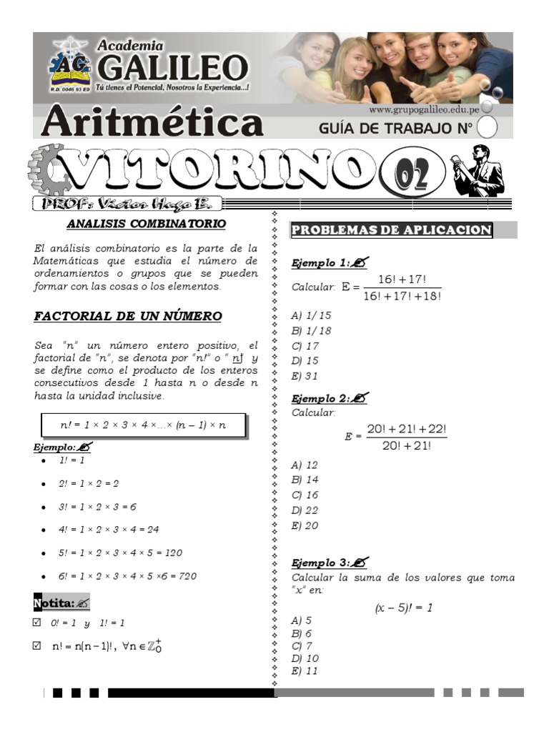 Análisis Combinatorio y Factoriales | PDF | Enseñanza de matemática ...