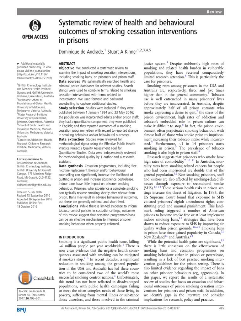 Systematic Review of Health and Behavioural of Smoking