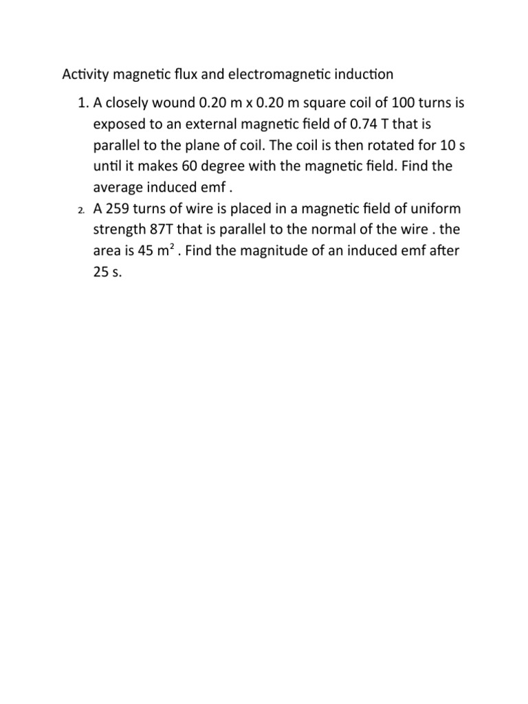 Electromagnetic Induction Problems | PDF | Science & Mathematics