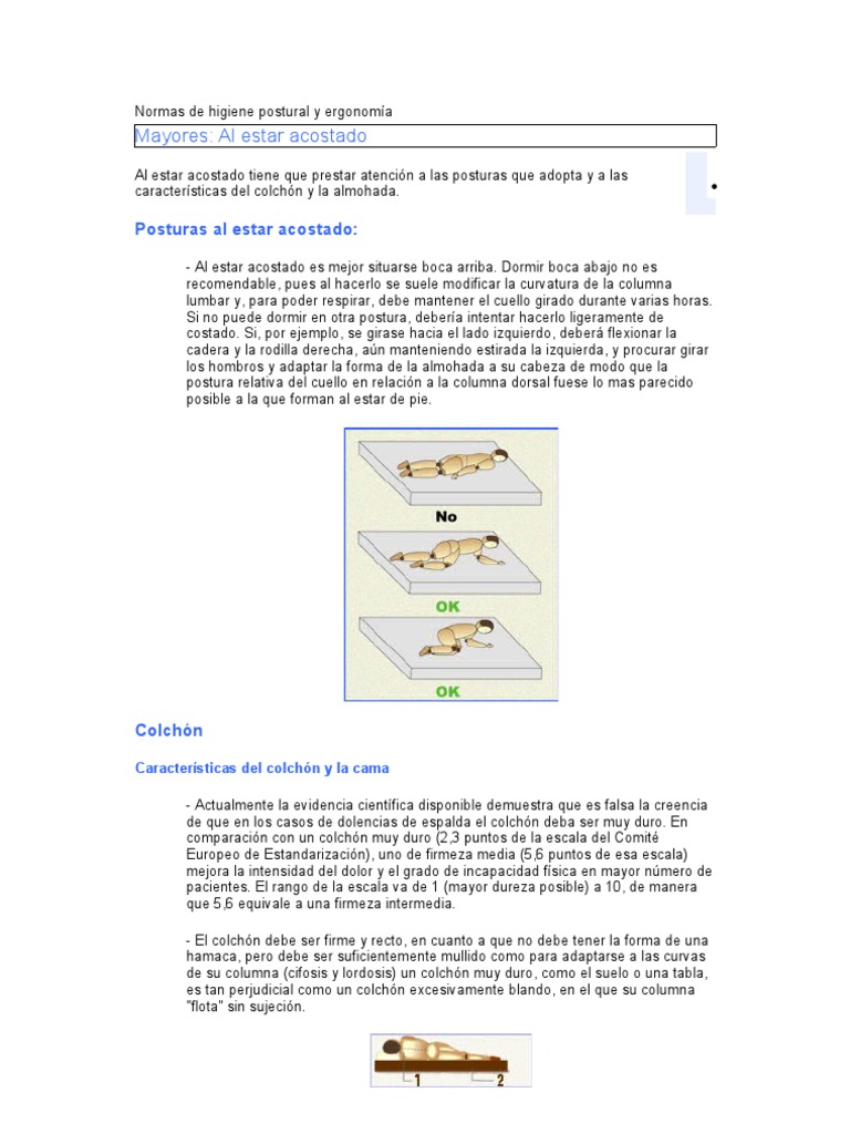 Normas de Higiene Postural y Ergonomía | PDF | Pie | Rodilla