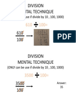 Division Mental Technique: (ONLY Can Be Use If Divide by 10, 100, 1000)