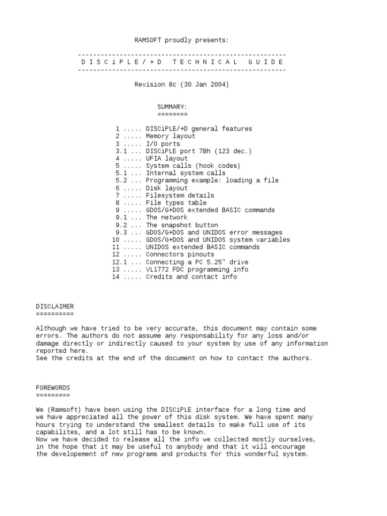 DISCiPLE/+D Technical Guide Overview | PDF | Floppy Disk | Computer File