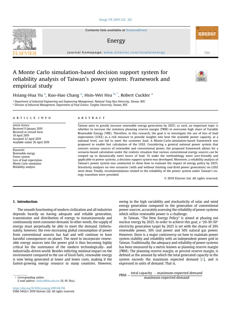 A Monte Carlo Simulation Based Decision Support System For Reliabili ...